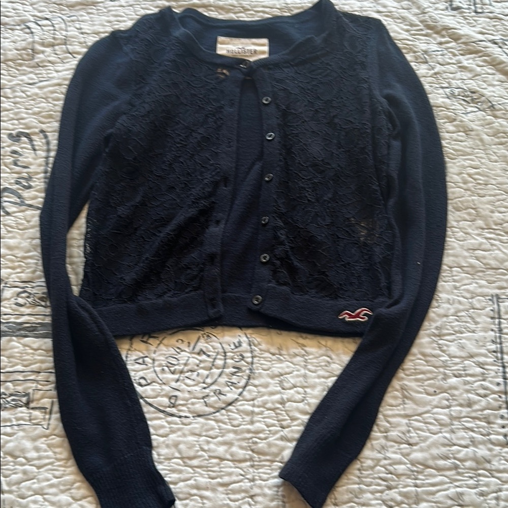Hollister Blue Cardigan Sweater Classic Knit Design